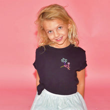 Load image into Gallery viewer, 🦩 Retro Flamingo Black T-Shirt – Kid - Unisex | Glows in the dark