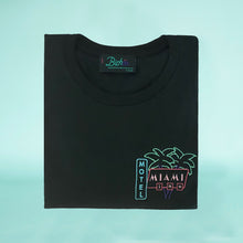 Load image into Gallery viewer, 🌴 MIAMI INN MOTEL Black T-Shirt – Man – Unisex | Glows in the dark