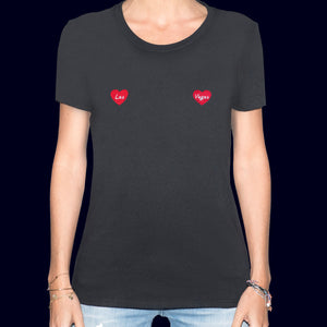 💞 Las Vegas hearts Black T-Shirt - Woman | Glows in the dark