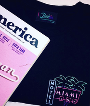 Load image into Gallery viewer, 🌴 MIAMI INN MOTEL Black T-Shirt – Man – Unisex | Glows in the dark