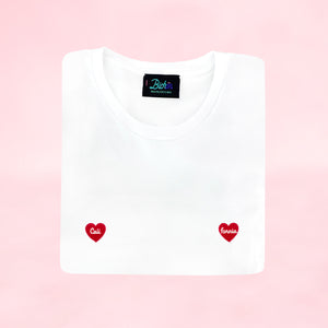 💕 California Double Hearts White T-Shirt - Woman | Glows in the dark