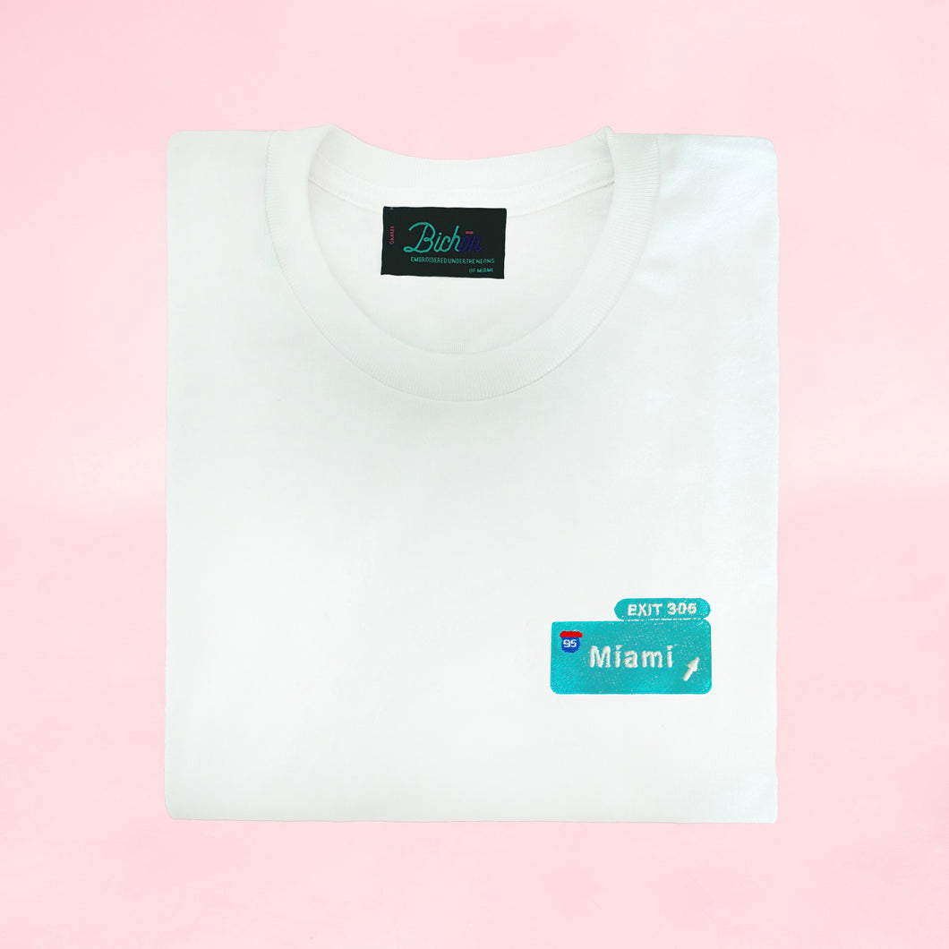 🛣️ MIAMI EXIT 305 White T-Shirt – Unisex | Glows in the dark