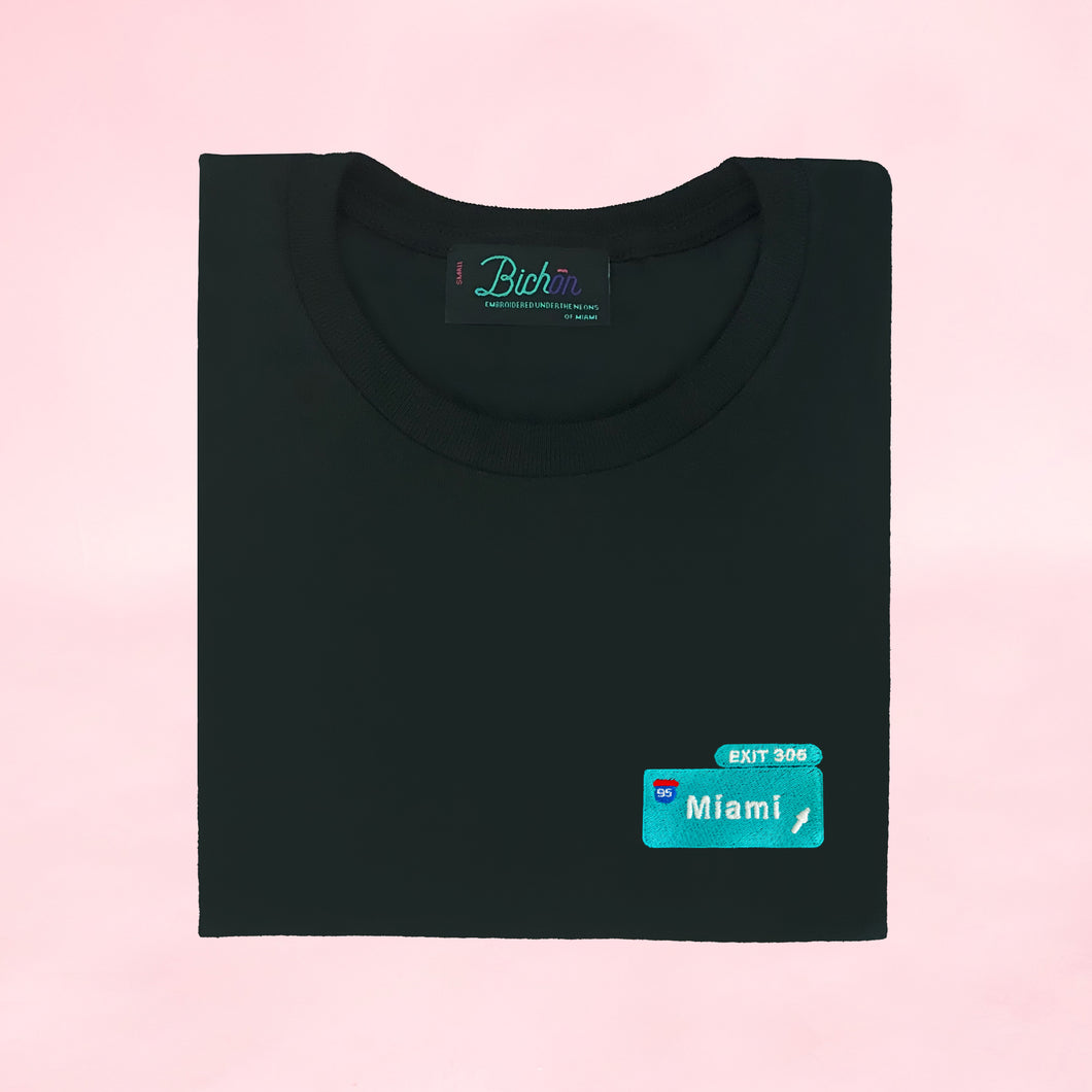🛣️ MIAMI EXIT 305 Black T-Shirt – Unisex | Glows in the dark