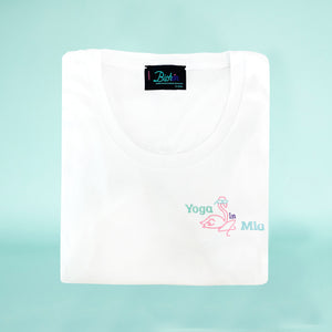 🧘 Yoga in Mia White T-Shirt - Woman | Glows in the dark