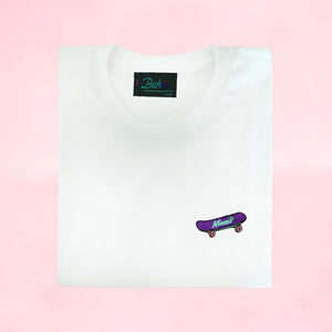 🛹 Skatin' Miami White T-Shirt - Woman | Glows in the dark