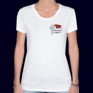 🌵 Vegas Diner White T-Shirt - Woman | Glows in the dark