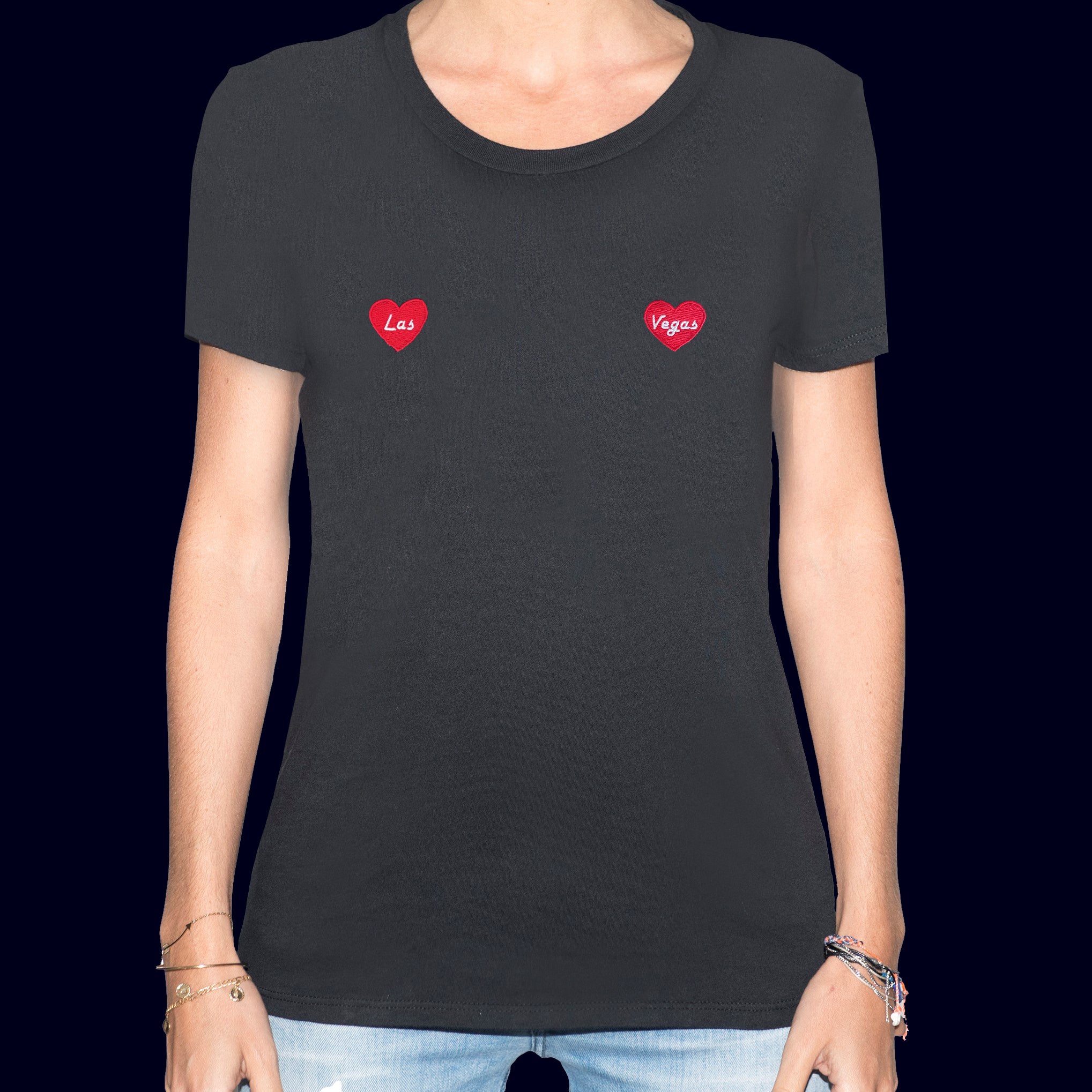 💞 Las Glows Woman in hearts dark Black Vegas – - the T-Shirt | Bichōn
