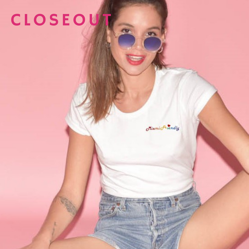 🌈 Miami Friendly White T-Shirt - Woman