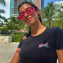 Load image into Gallery viewer, 🕶️ Miami VIBE Black T-Shirt - Woman | Glows in the dark