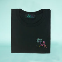 Load image into Gallery viewer, 🦩 Retro Flamingo Black T-Shirt - Man - Unisex | Glows in the dark