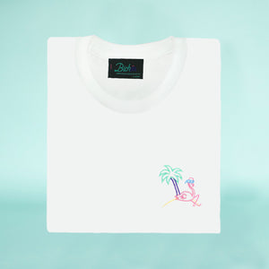 🦩 Retro Flamingo White T-Shirt - Man - Unisex | Glows in the dark
