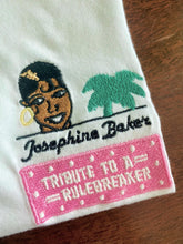 Load image into Gallery viewer, 👩🏿 Josephine Baker, Tribute to a Rulebreaker - White T-Shirt Unisex | Glows in the dark