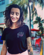 Load image into Gallery viewer, 🌴 MIAMI INN MOTEL Black T-Shirt – Woman | Glows in the dark