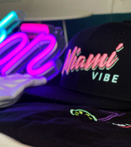 🕶️ Miami VIBE 3D hat - Curved or flat brim | Glows in the dark