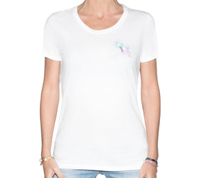 🦩 Retro Flamingo White T-Shirt - Woman | Glows in the dark